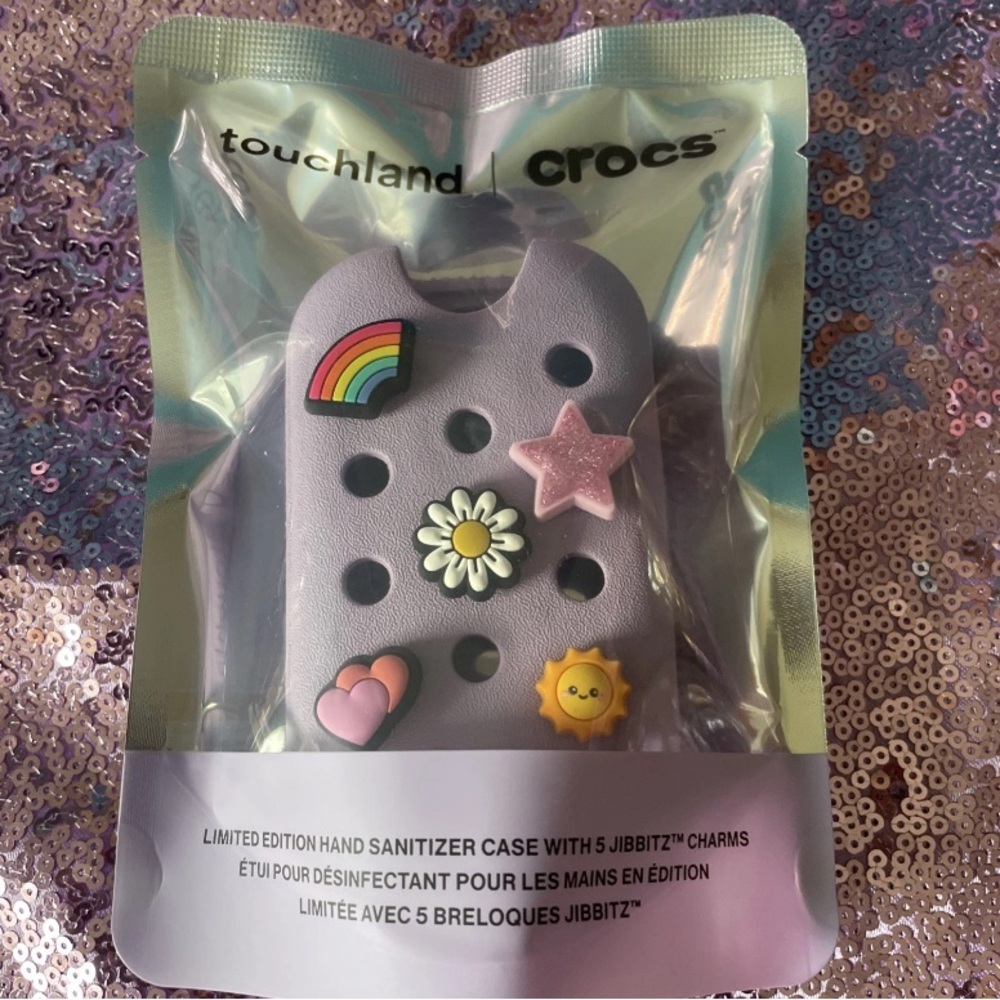 Limited Edition touchland crocs hand sanitizer case with 5 jibbitz unopened BNWT